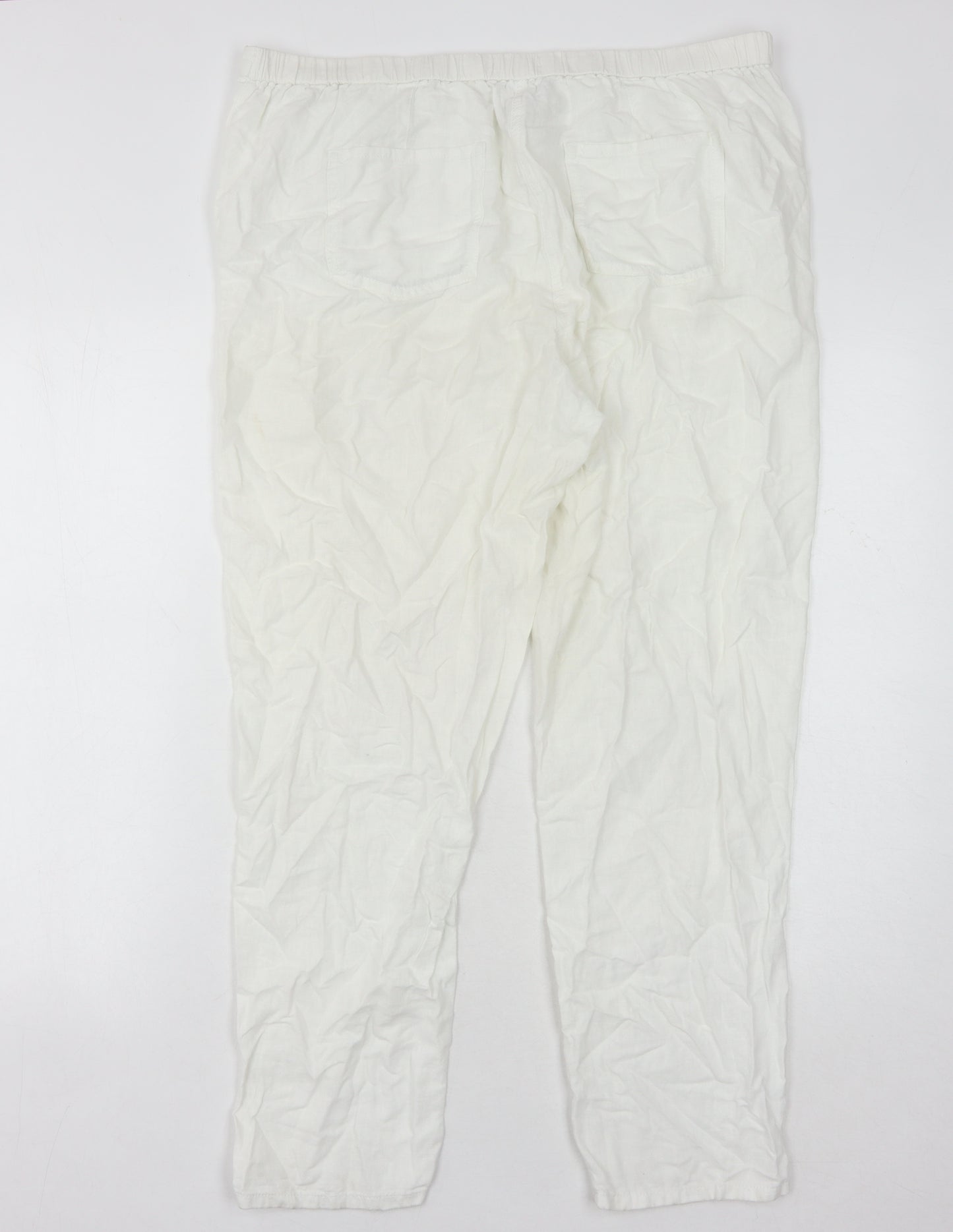 Marks and Spencer Women's Ivory Linen Trousers Size 14