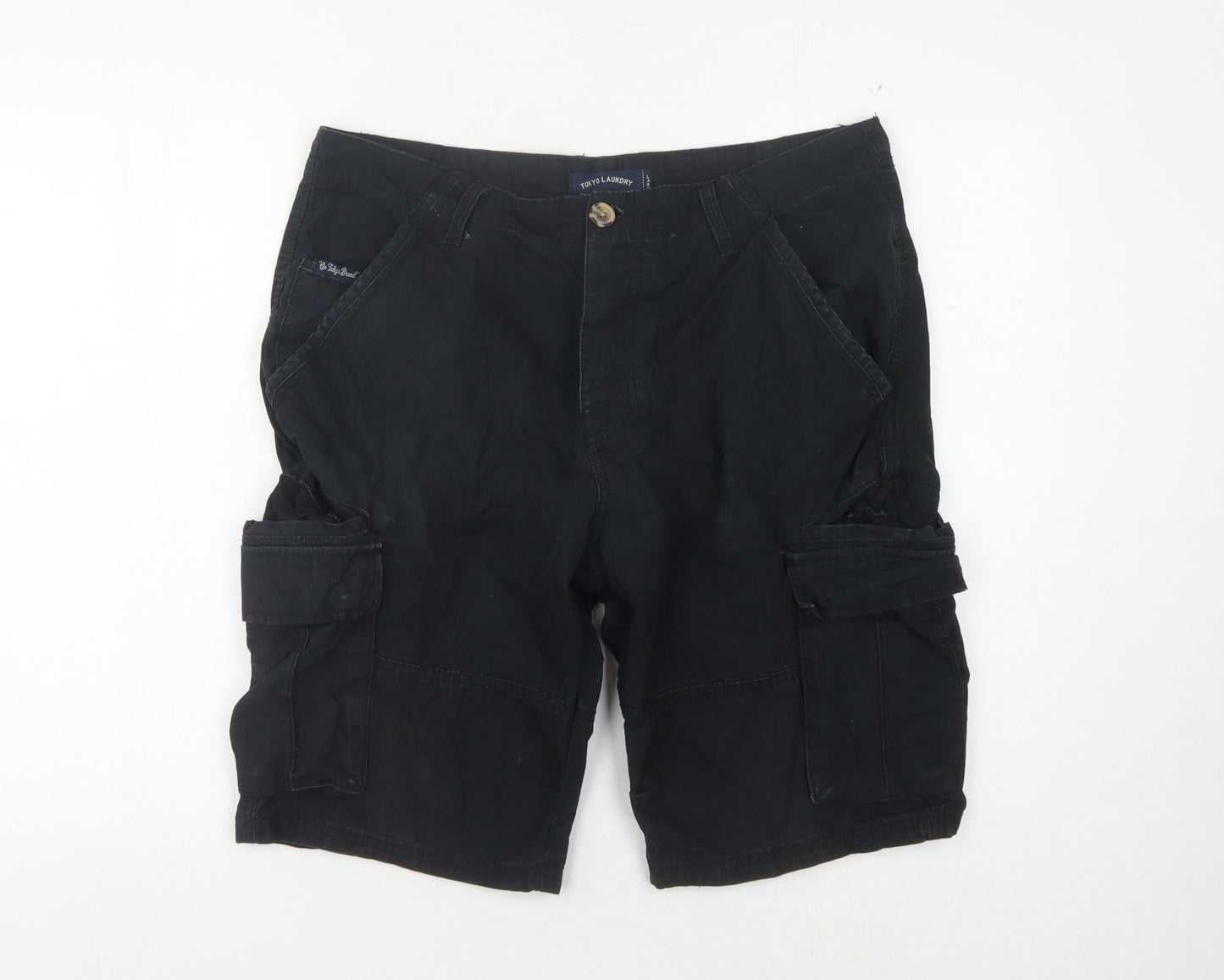 Tokyo Laundry Men's Black Cargo Shorts - Large, Summer Casual