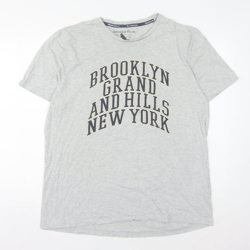 Grand & Hills Men's Grey XXL Graphic T-Shirt, City Print