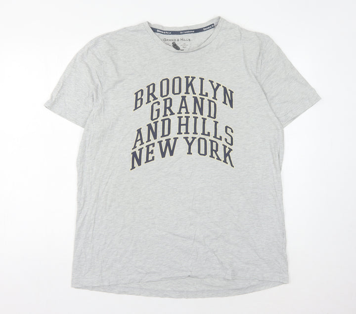 Grand & Hills Men's Grey XXL Graphic T-Shirt, City Print