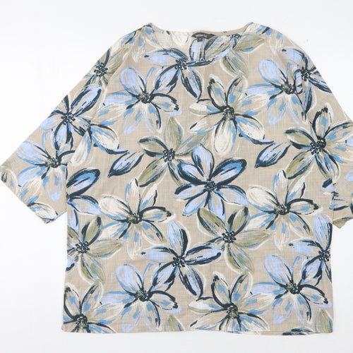 Bonmarché Women's Beige Floral 3/4 Sleeve Top
