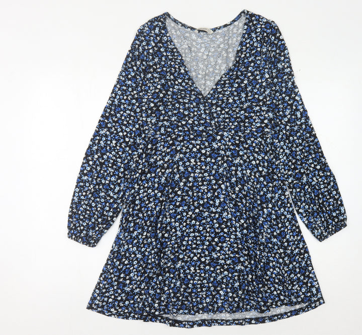 Stradivarius Women's Blue Floral Dress Size 12