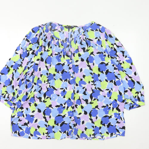 Marks and Spencer Women's Multicoloured 3/4 Sleeve Floral Blouse