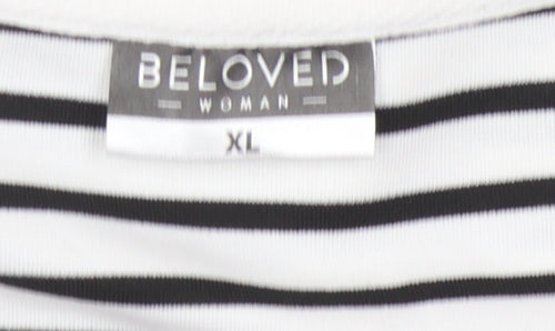 Beloved Women's White Striped XL Basic T-Shirt