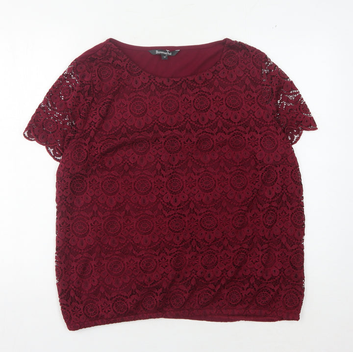 Bonmarché Women's Red Lace Blouse - Size 18 Chic