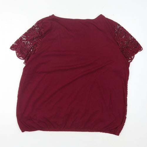 Bonmarché Women's Red Lace Blouse - Size 18 Chic