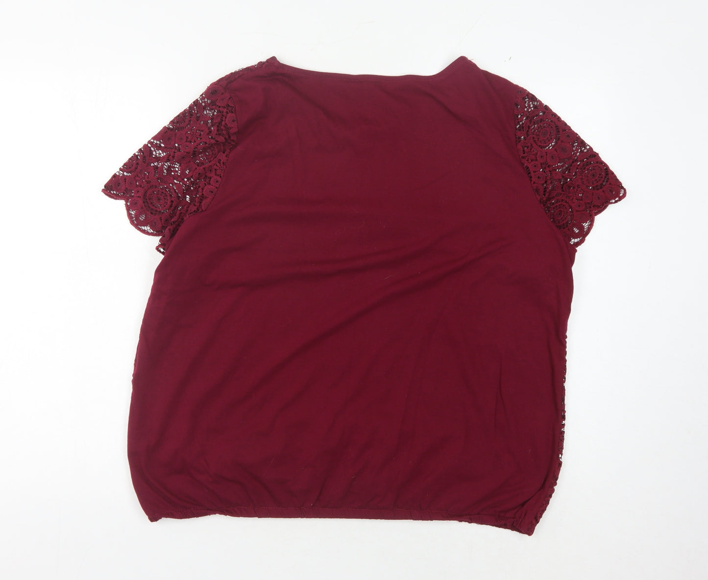 Bonmarché Women's Red Lace Blouse - Size 18 Chic