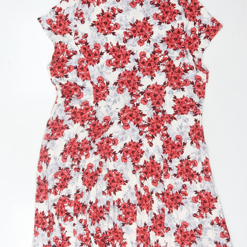 BHS Women's Red Floral Jersey Dress Size 20