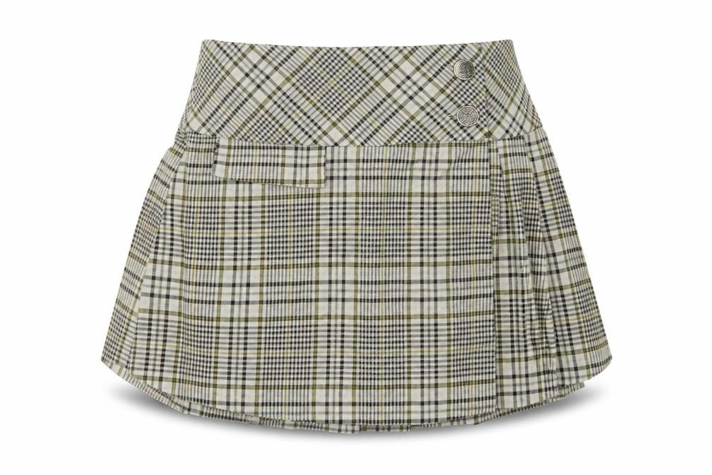 Front view of Zara girls’ check pleated skirt, multicoloured, size 11-12