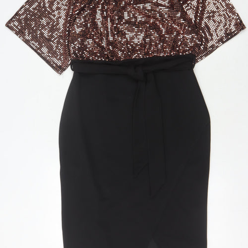 QUIZ Women's Black Sequin Pencil Dress Size 14