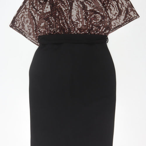 QUIZ Women's Black Sequin Pencil Dress Size 14