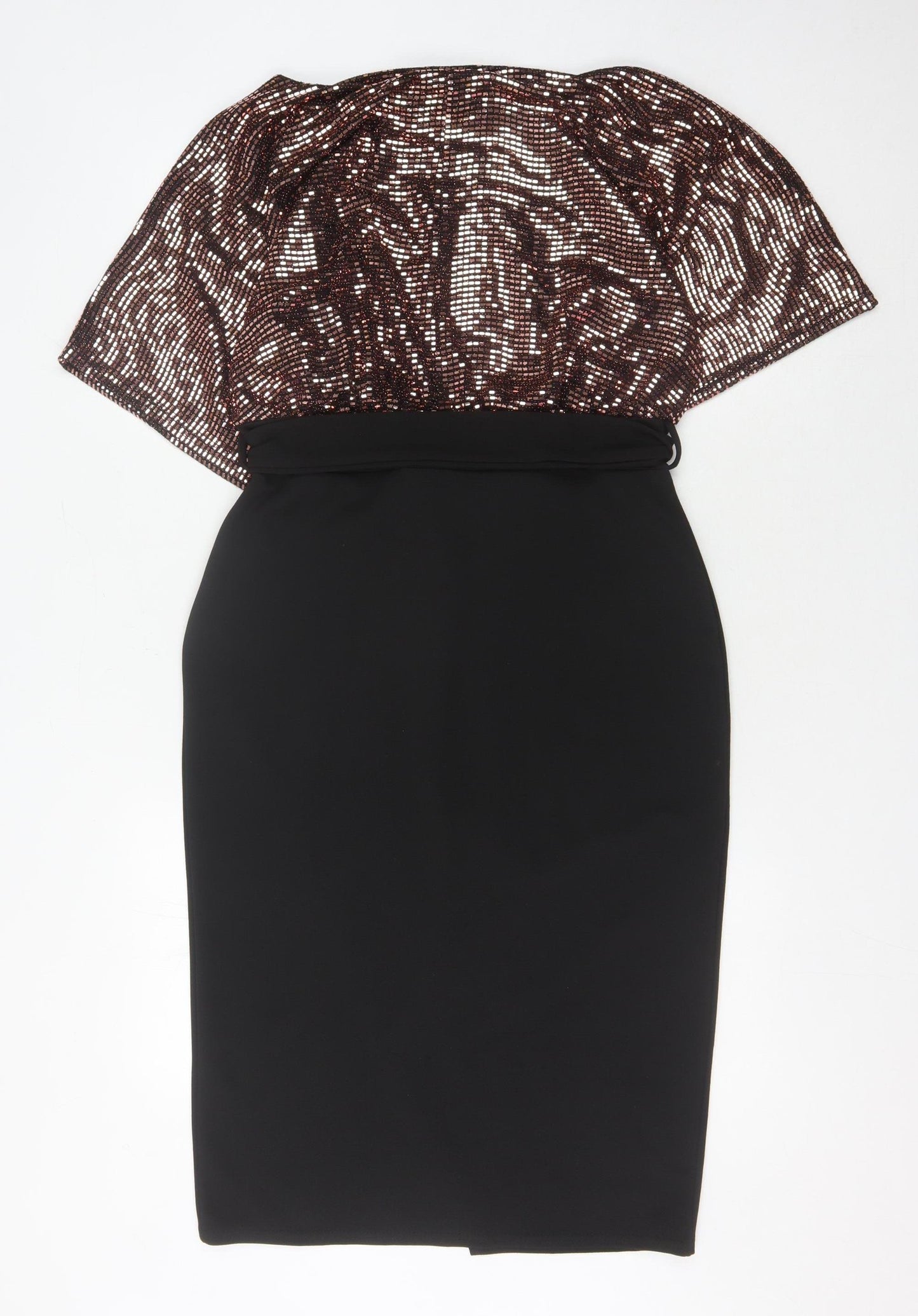 QUIZ Women's Black Sequin Pencil Dress Size 14