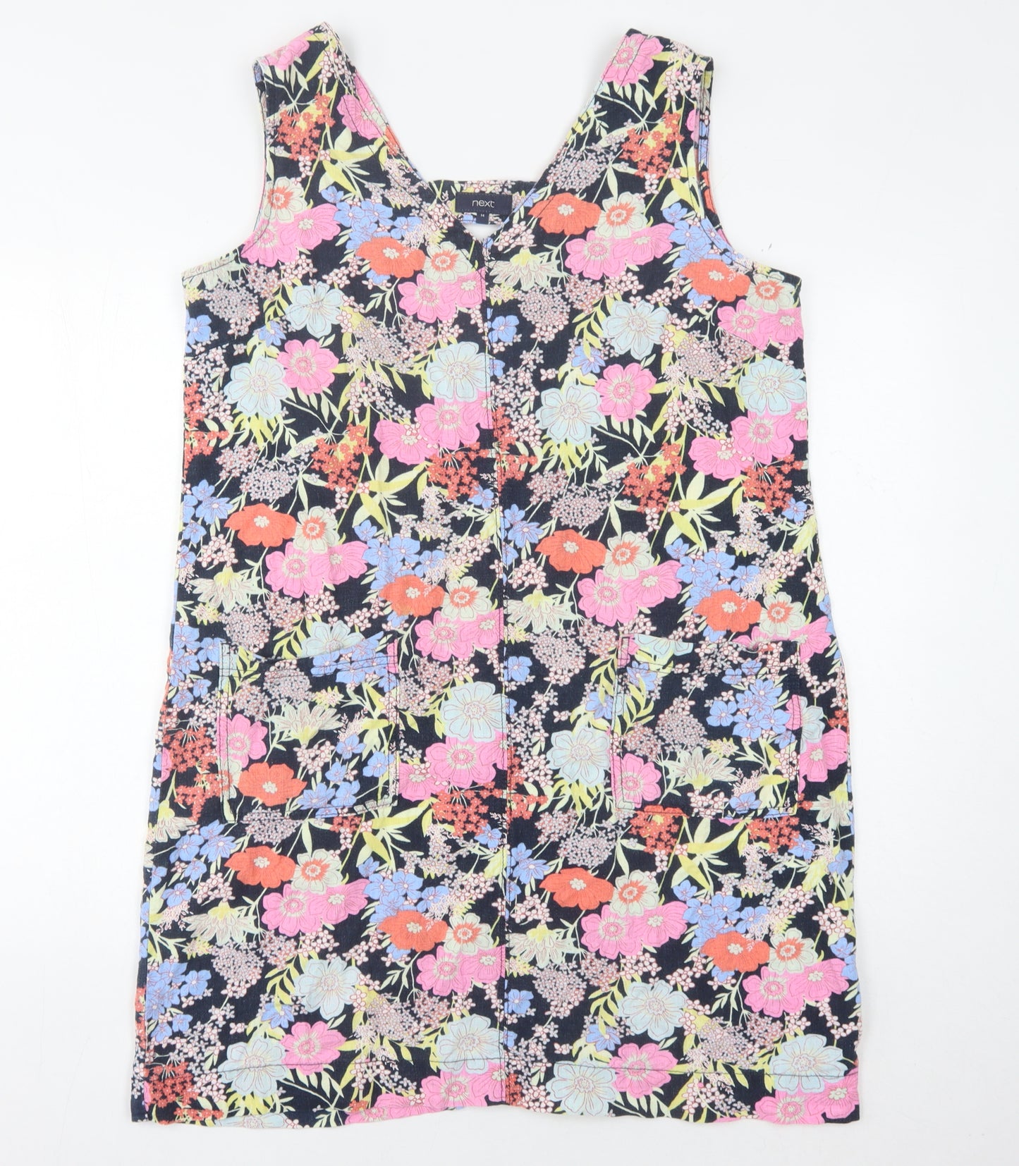 Next Women's Multicoloured Floral Pinafore Dress Size 14