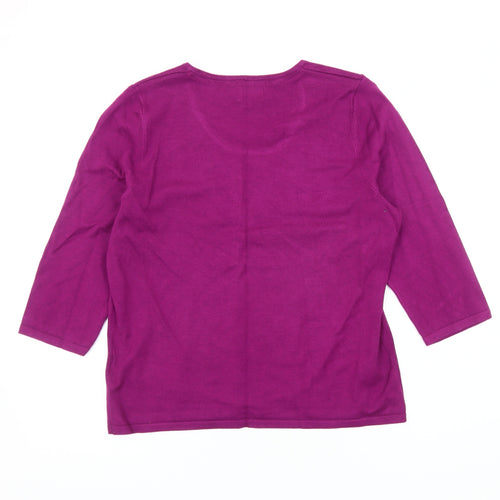Eastex Women's Purple Sequin Floral Pullover Jumper, Size 12