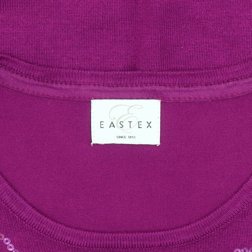Eastex Women's Purple Sequin Floral Pullover Jumper, Size 12