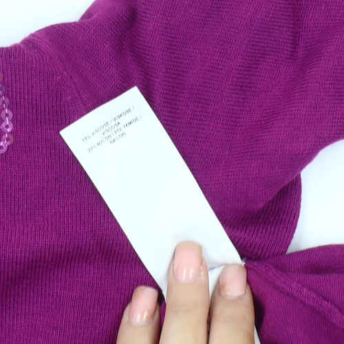 Eastex Women's Purple Sequin Floral Pullover Jumper, Size 12