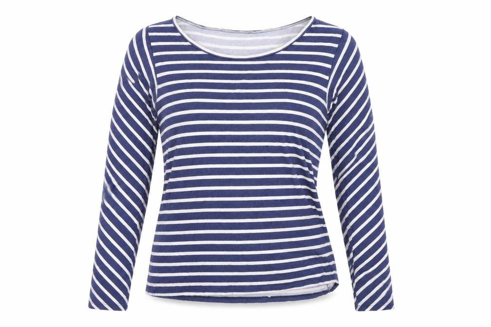 Betty & Co Women's Blue Striped T-Shirt, Size 10