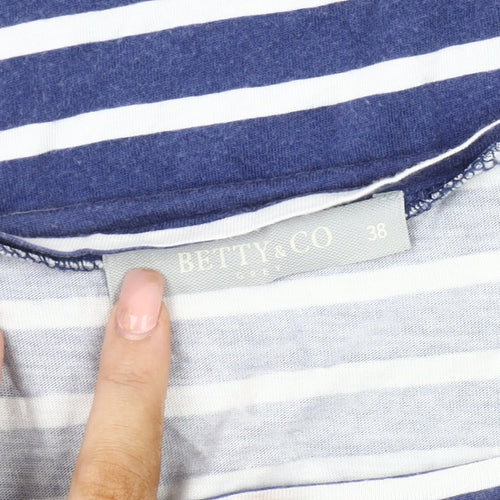 Betty & Co Women's Blue Striped T-Shirt, Size 10