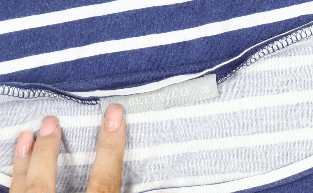 Betty & Co Women's Blue Striped T-Shirt, Size 10
