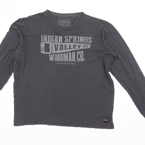 Battery Men's Grey Long Sleeve T-Shirt 2XL