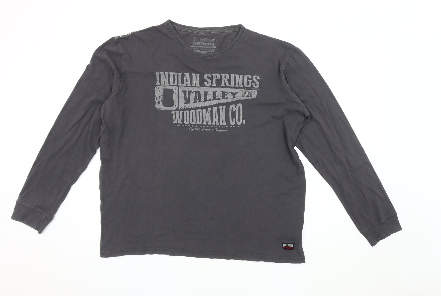 Battery Men's Grey Long Sleeve T-Shirt 2XL