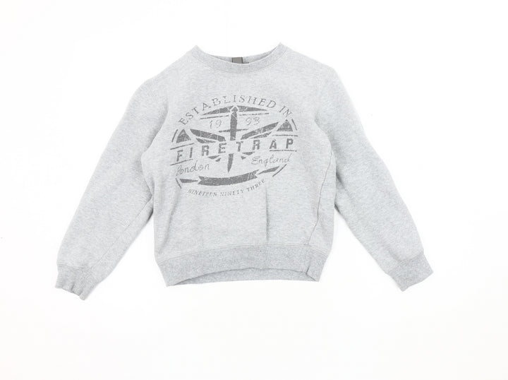 Firetrap Boys Grey Logo Sweatshirt 9-10 Years Pullover Crew