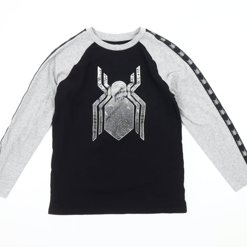 Marvel Spider-Man Boys Long Sleeve T-Shirt, Black/Grey, Size L 10-11 Years