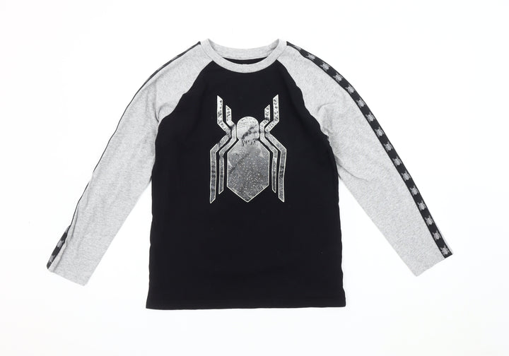 Marvel Spider-Man Boys Long Sleeve T-Shirt, Black/Grey, Size L 10-11 Years