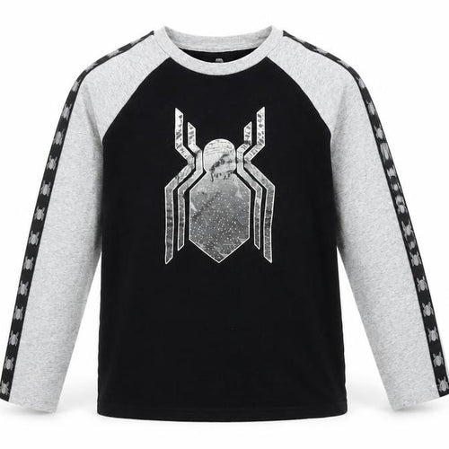 Marvel Spider-Man Boys Long Sleeve T-Shirt, Black/Grey, Size L 10-11 Years