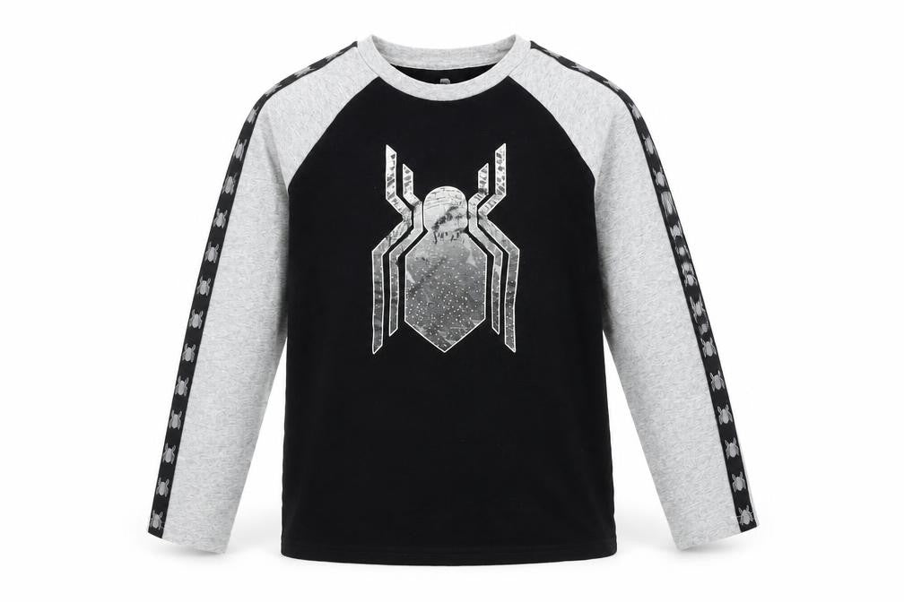 Marvel Spider-Man Boys Long Sleeve T-Shirt, Black/Grey, Size L 10-11 Years