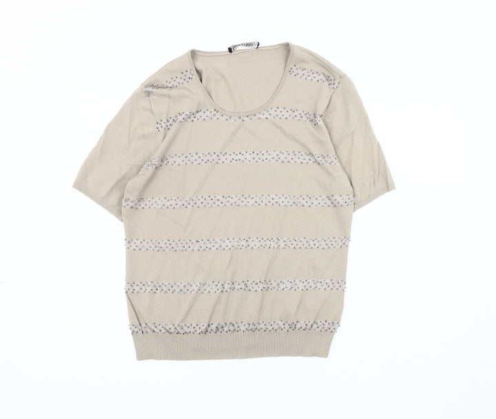 Jacques Vert Women's Beige Scoop Neck Pullover Jumper M