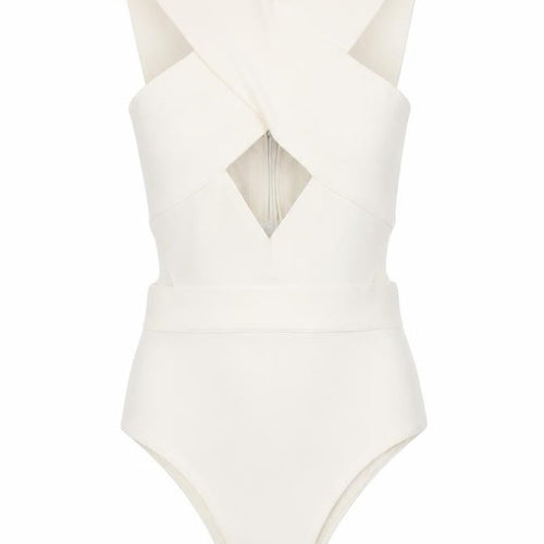 MYBandageDRESS Women's Ivory Bodysuit, Size S, Party/Cocktail