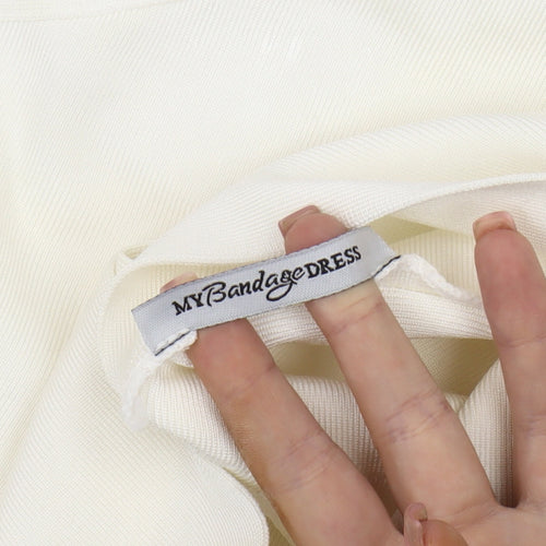 MYBandageDRESS Women's Ivory Bodysuit, Size S, Party/Cocktail