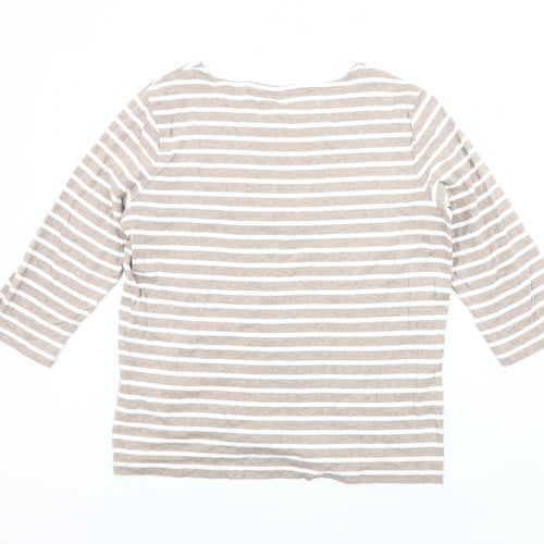Maine New England Women's Beige 3/4 Sleeve Embroidered Top