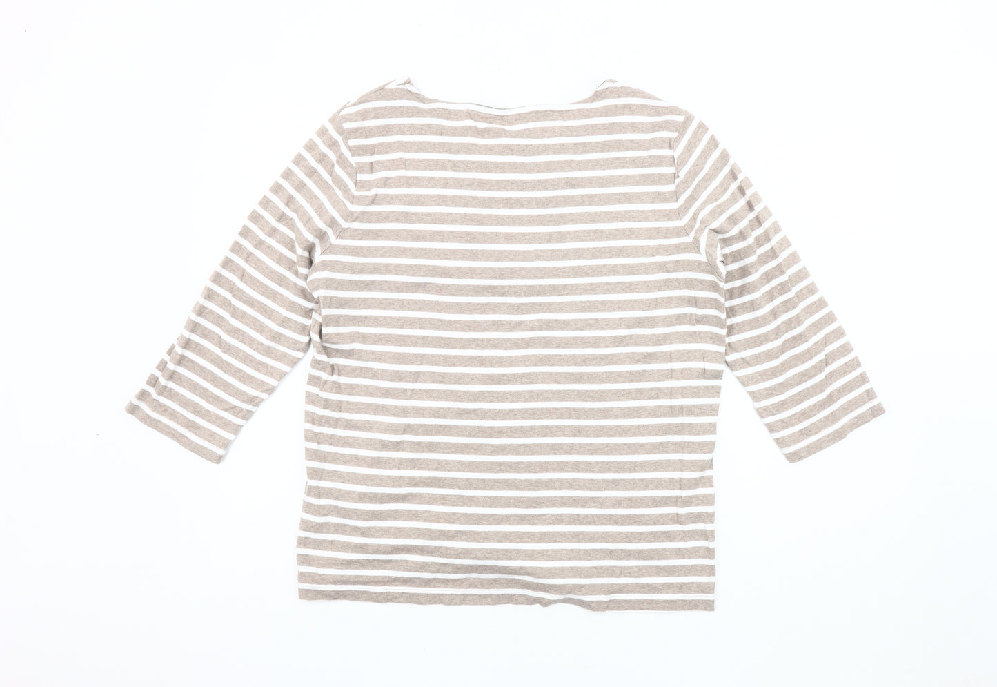 Maine New England Women's Beige 3/4 Sleeve Embroidered Top