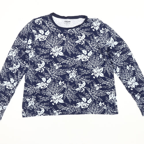 Lands' End Women's Blue Floral Jersey T-Shirt - XL