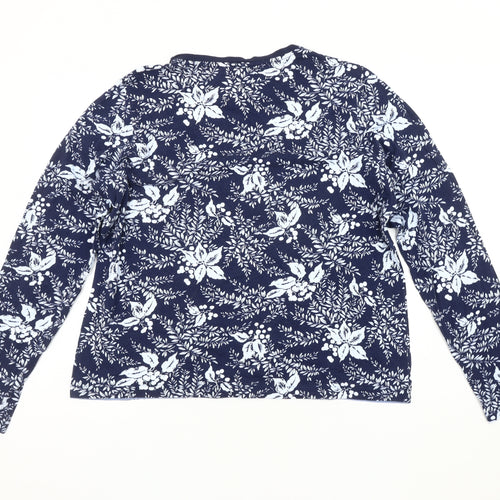 Lands' End Women's Blue Floral Jersey T-Shirt - XL