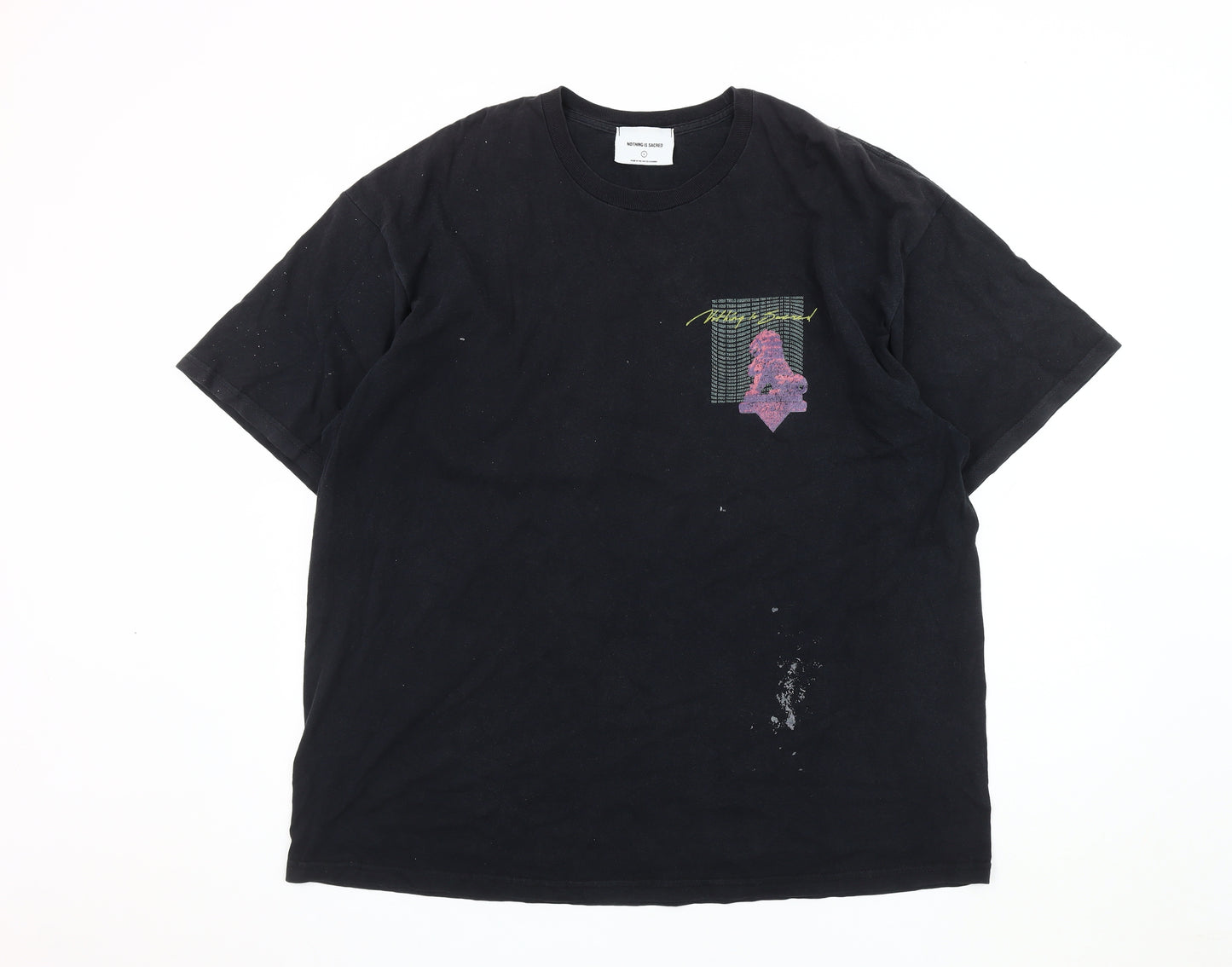 Nothing is Sacred Men's Black Graphic T-Shirt, Size L