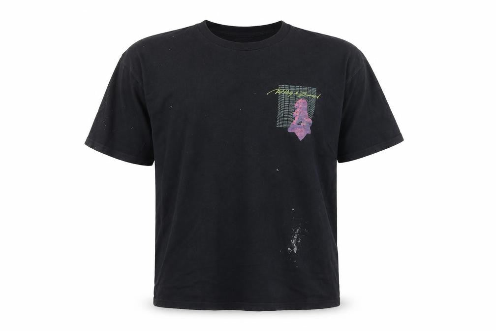 Front view of Nothing is Sacred Men's Black Graphic T-Shirt, size L