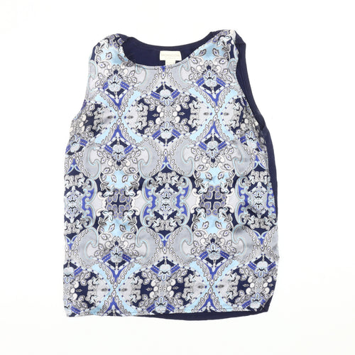 Monsoon Women's Blue Geometric Silk Blend Tank 14