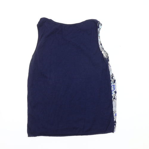 Monsoon Women's Blue Geometric Silk Blend Tank 14