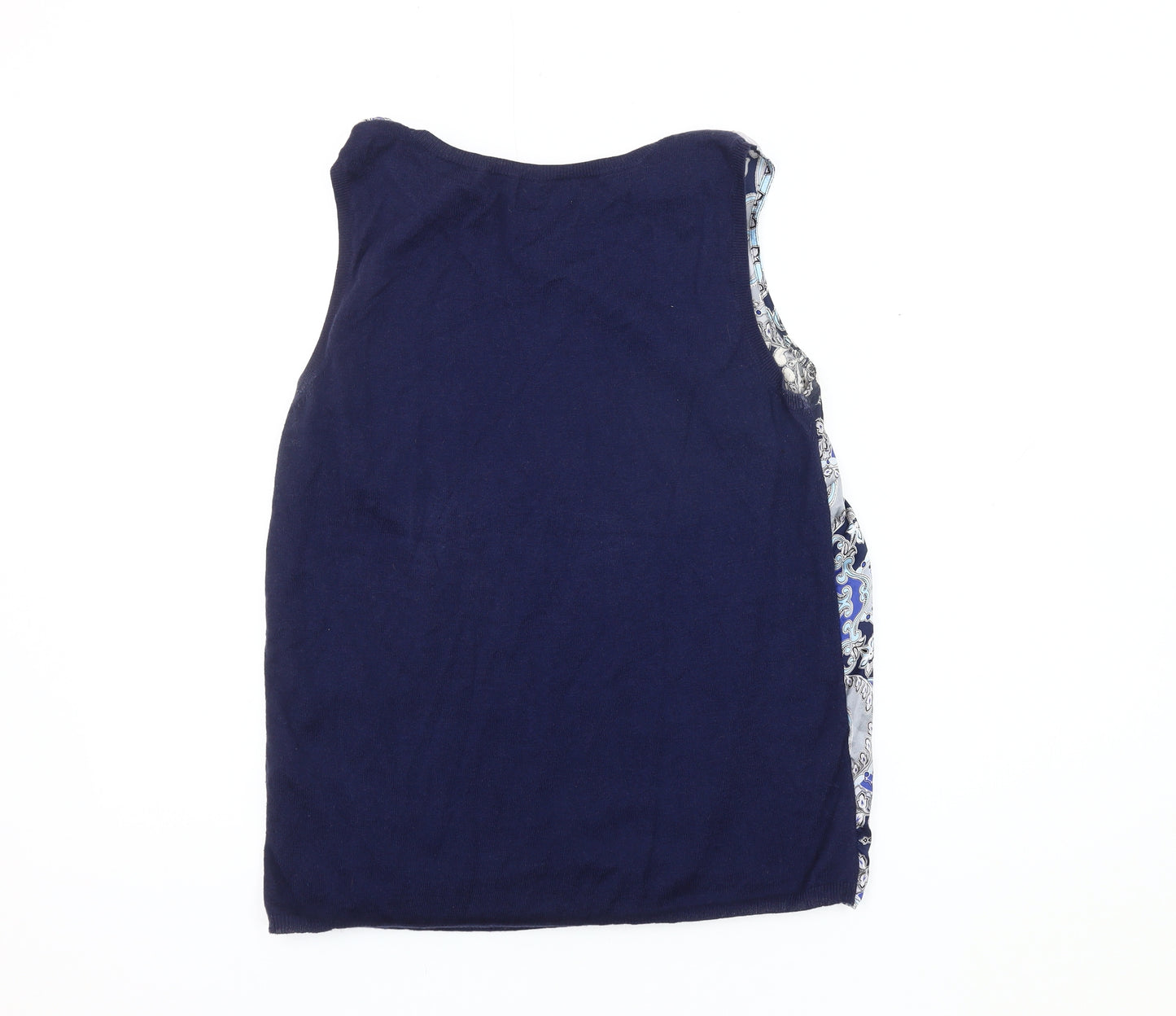 Monsoon Women's Blue Geometric Silk Blend Tank 14