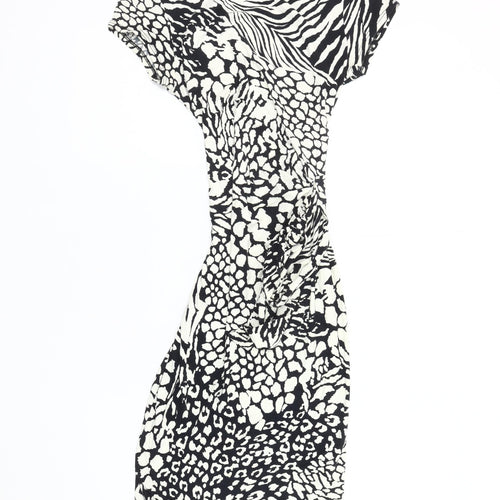 Wallis Women's Black Animal Print Bodycon Dress, Size 10