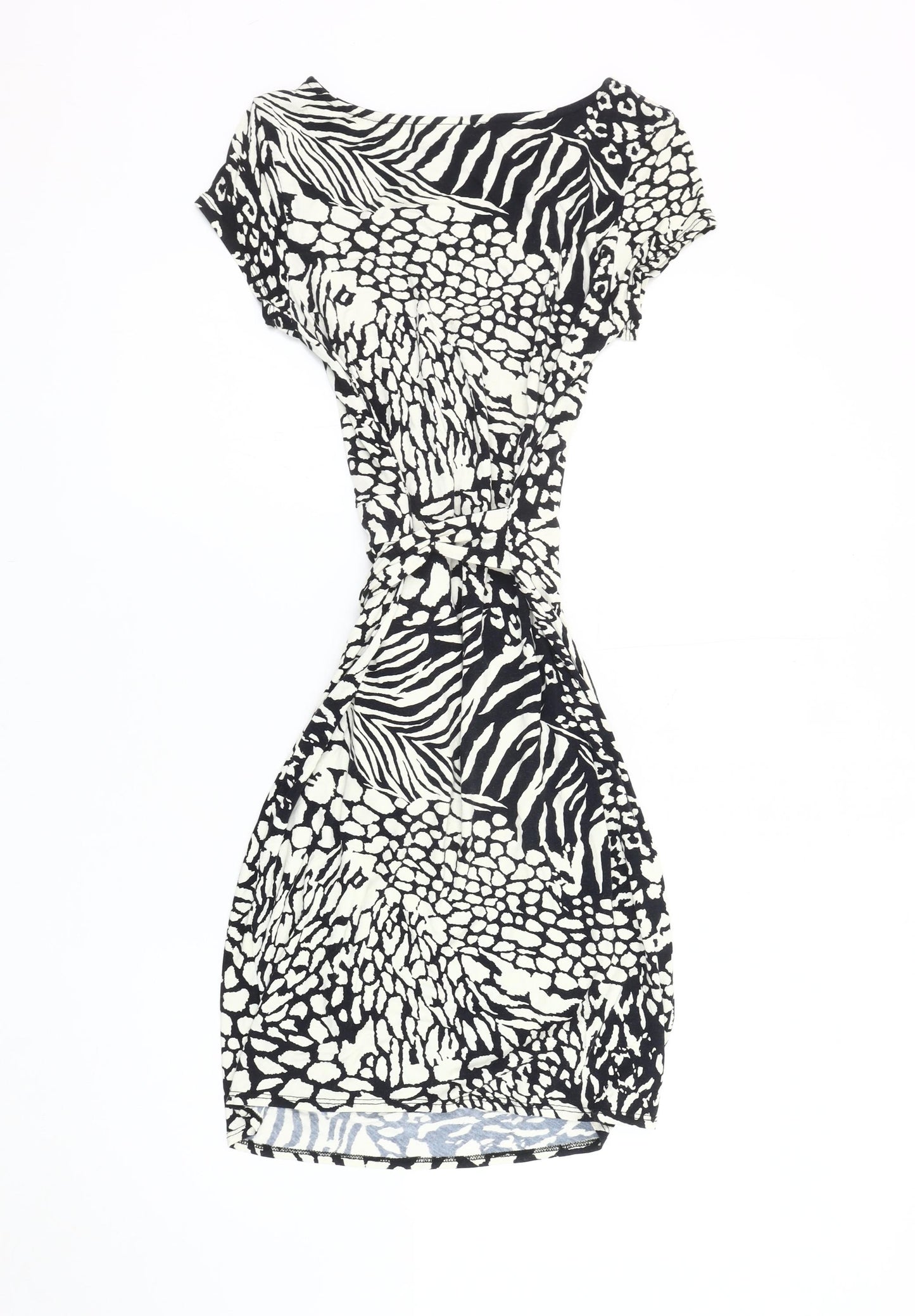 Wallis Women's Black Animal Print Bodycon Dress, Size 10
