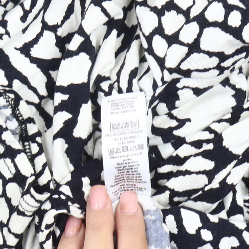 Wallis Women's Black Animal Print Bodycon Dress, Size 10
