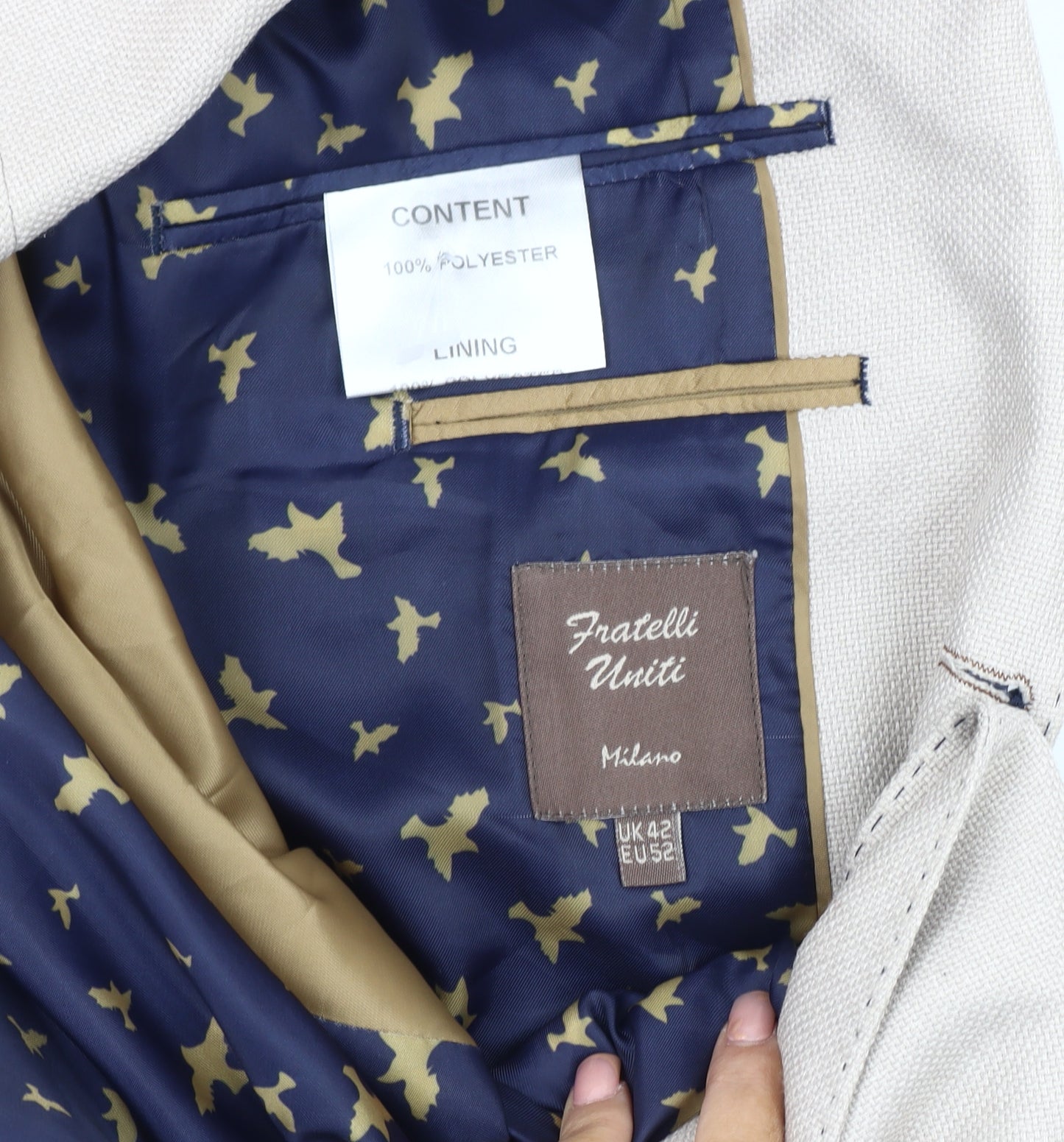 Fratelli Uniti Beige Men's Blazer 42 Notch Lapel