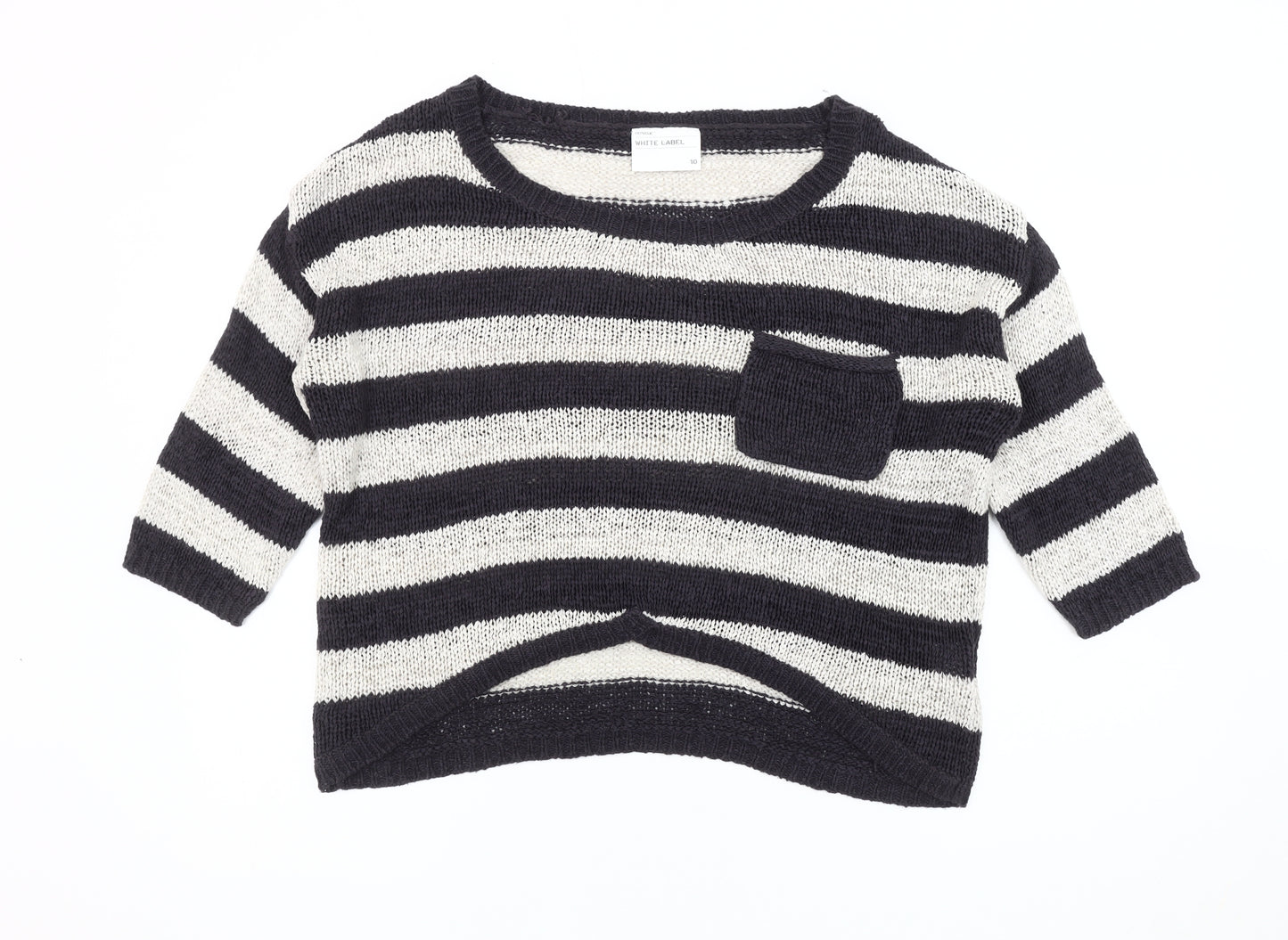 White Label Women's Multicoloured Striped Knit Jumper Size 10