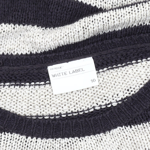 White Label Women's Multicoloured Striped Knit Jumper Size 10