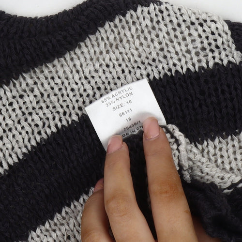 White Label Women's Multicoloured Striped Knit Jumper Size 10