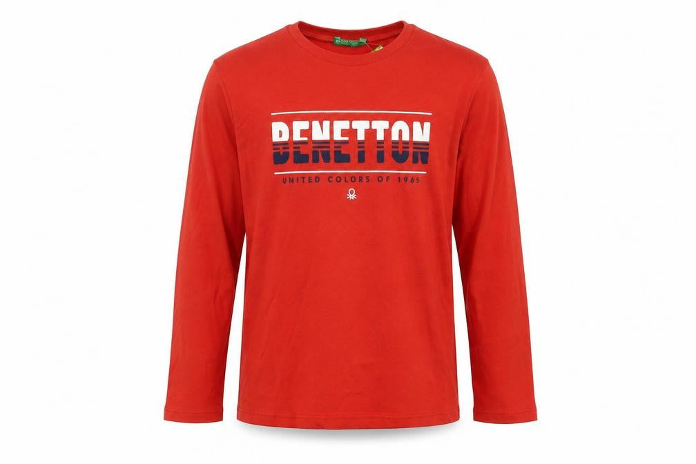 Benetton Boys Red Graphic Long Sleeve T-Shirt, 9-10 Years